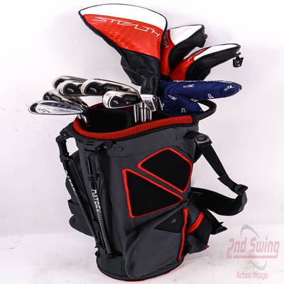 Complete Set of Men's TaylorMade Ping Adams Callaway Odyssey Golf Clubs + Datrek Stand Bag - Right Hand Regular Flex Steel Shafts