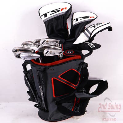 Complete Set of Men's Adams TaylorMade Tour Edge Ben Hogan Titleist Ping Golf Clubs + Datrek Stand Bag - Right Hand Regular Flex Steel Shafts