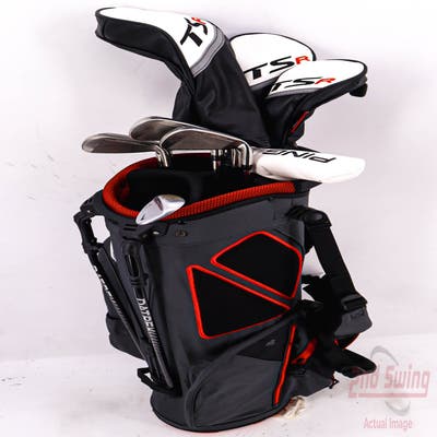 Complete Set of Men's Titleist TaylorMade Nike Callaway Golf Clubs + Datrek Stand Bag - Left Hand Stiff Flex Steel Shafts