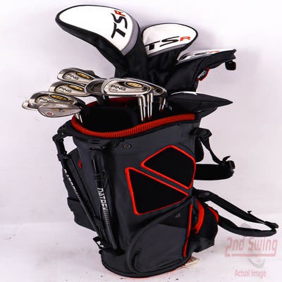 Complete Set of Men's Titleist TaylorMade Ping Golf Clubs + Datrek Stand Bag - Right Hand Stiff Flex Steel Shafts