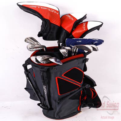 Complete Set of Men's TaylorMade Cleveland Titleist Nike Odyssey Golf Clubs + Datrek Stand Bag - Right Hand Stiff Flex Steel Shafts