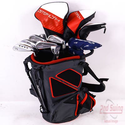 Complete Set of Men's Cobra Callaway Titleist Odyssey Golf Clubs + Datrek Stand Bag - Right Hand Stiff Flex Steel Shafts