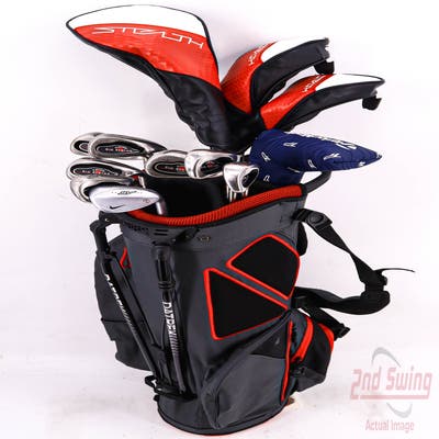 Complete Set of Men's TaylorMade Callaway Nike Ping Golf Clubs + Datrek Stand Bag - Right Hand Regular Flex Steel Shafts