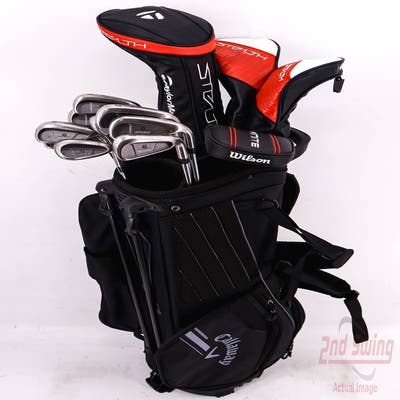 Complete Set of Men's TaylorMade Callaway Cleveland Odyssey Golf Clubs + Callaway Stand Bag - Right Hand Regular Flex Steel Shafts