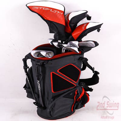 Complete Set of Men's TaylorMade Ping See More Golf Clubs + Datrek Stand Bag - Right Hand Stiff Flex Steel Shafts