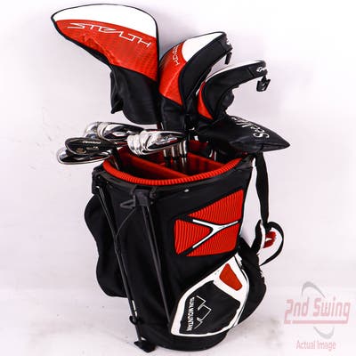 Complete Set of Men's TaylorMade Titleist Tommy Armour Cleveland Ping Golf Clubs + Sun Mountain Stand Bag - Right Hand Regular Flex Graphite Shafts