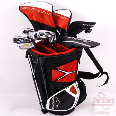 Complete Set of Men's TaylorMade Cleveland Titleist Callaway Golf Clubs + Sun Mountain Stand Bag - Right Hand X-Stiff Flex Steel Shafts