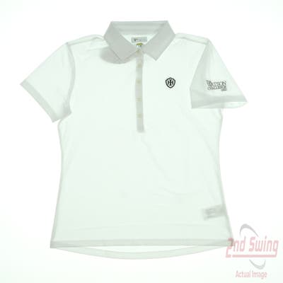 New W/ Logo Womens Greg Norman Golf Polo Medium M White MSRP $50