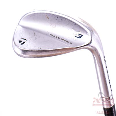 TaylorMade Milled Grind 3 Raw Chrome Wedge Lob LW 58° 8 Deg Bounce LB Stock Steel Shaft Steel Stiff Right Handed 35.5in