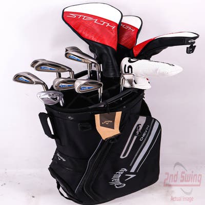 Complete Set of Men's TaylorMade Cobra Callaway Ping Golf Clubs + Cobra Cart Bag - Right Hand Stiff Flex Steel Shafts