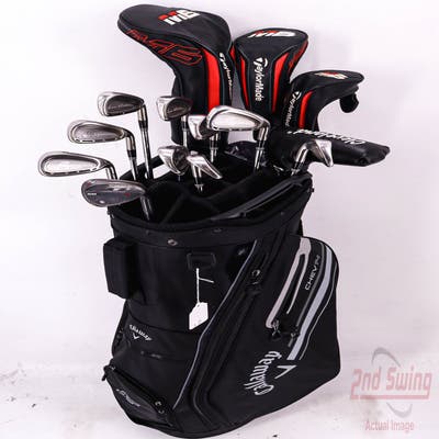 Complete Set of Men's Taylormade Nike Cleveland Ping Golf Clubs + Callaway Cart Bag - Right Hand Regular Flex Steel Shafts