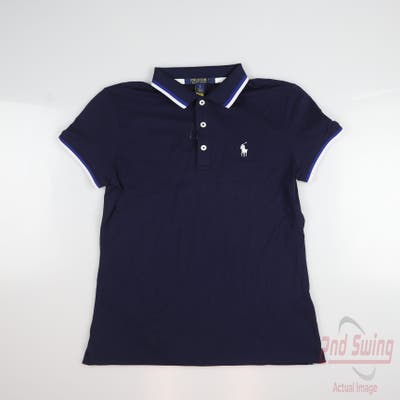 New W/ Logo Womens Ralph Lauren Polo Medium M Navy Blue MSRP $107