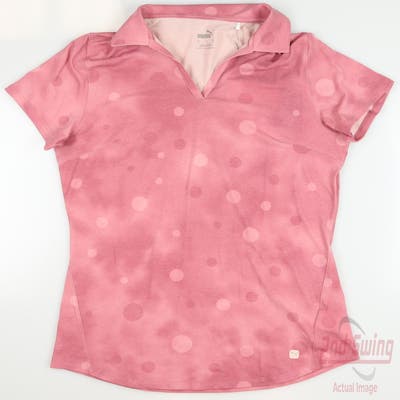 New Womens Puma Polka Dye Polo Small S Rose Wine MSRP $60