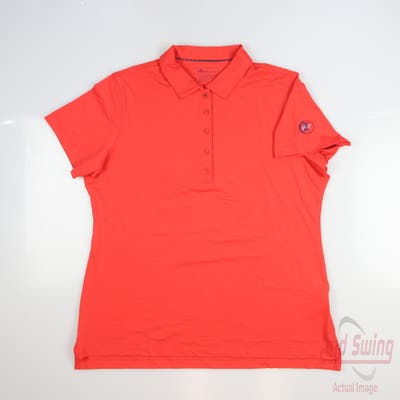 New W/ Logo Womens Peter Millar Golf Polo Large L Red MSRP $89