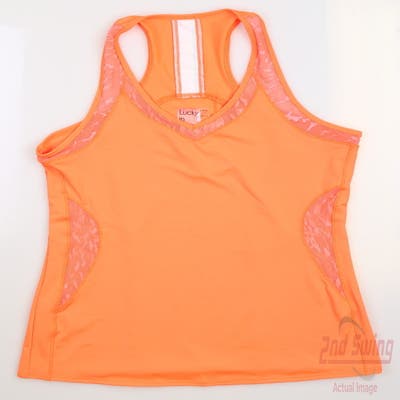 New Womens Lucky In Love Golf Tank Top Small S Orange MSRP $64