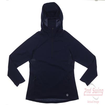 New Womens Straight Down 1/4 Zip Pullover Hoodie Small S Navy Blue MSRP $70