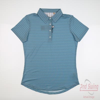 New Womens Straight Down Polo Small S Blue MSRP $70