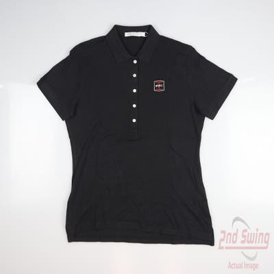 New W/ Logo Womens Peter Millar Golf Polo Small S Black MSRP $75