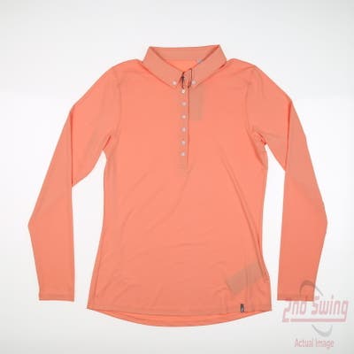 New Womens KJUS Long Sleeve Polo Large L Orange MSRP $100