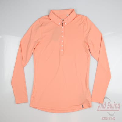 New Womens KJUS Long Sleeve Polo Small S Orange MSRP $100