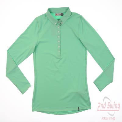New Womens KJUS Long Sleeve Polo Large L Green MSRP $100