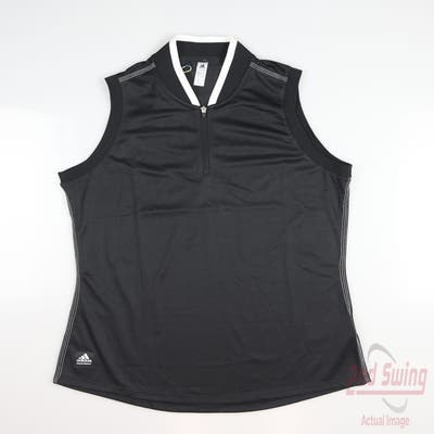 New Womens Adidas Golf Sleeveless Polo Medium M Black MSRP $60