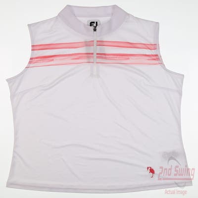 New W/ Logo Womens Footjoy Golf Sleeveless Polo Medium M White/Red MSRP $80