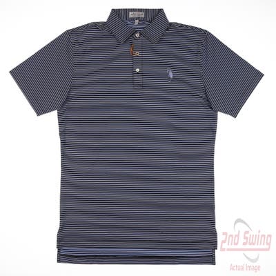 New W/ Logo Mens Peter Millar Golf Polo Small S Blue MSRP $110