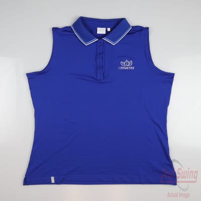 New W/ Logo Womens Ping Golf Sleeveless Polo Large L (Size: 10) Blue MSRP $75