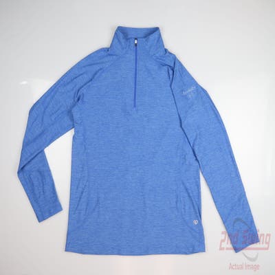 New W/ Logo Womens Straight Down 1/4 Zip Pullover Large L Blue MSRP $90