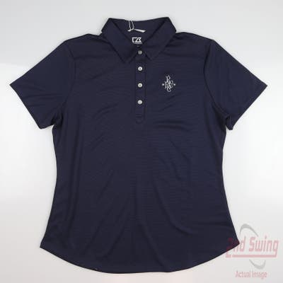 New W/ Logo Womens Cutter & Buck Golf Polo Large L Navy Blue MSRP $75