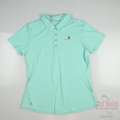 New Womens Adidas Golf Polo Large L Green MSRP $65