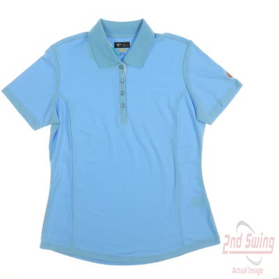 New W/ Logo Womens Greg Norman Golf Polo Medium M Blue MSRP $45