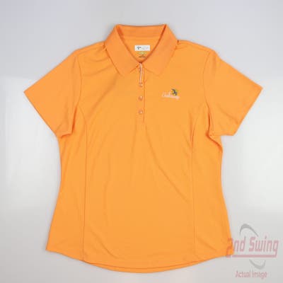 New W/ Logo Womens Greg Norman Golf Polo Large L Orange MSRP $45