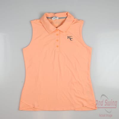 New W/ Logo Womens Under Armour Golf Sleeveless Polo Small S Orange MSRP $50