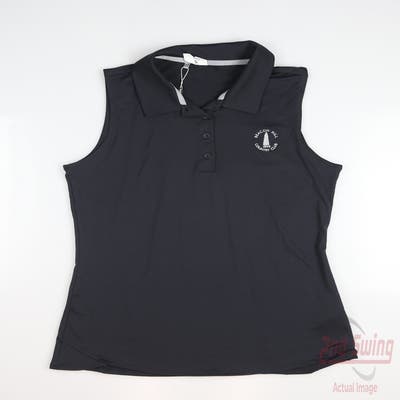 New W/ Logo Womens Under Armour Golf Sleeveless Polo Medium M Black MSRP $50