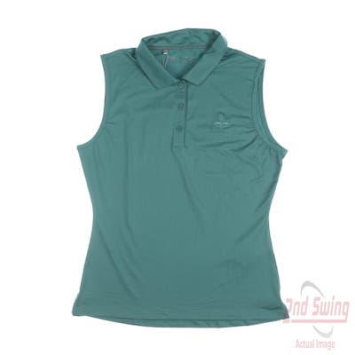 New W/ Logo Womens Under Armour Golf Sleeveless Polo X-Small XS Green MSRP $50