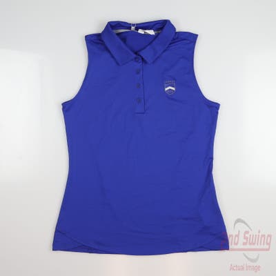 New W/ Logo Womens Under Armour Golf Sleeveless Polo Small S Blue MSRP $50