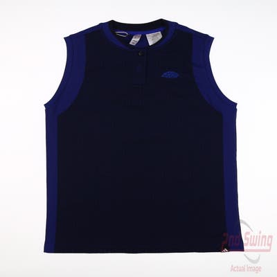 New W/ Logo Womens Adidas Sleeveless Polo Medium M Blue MSRP $80