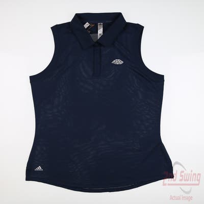 New W/ Logo Womens Adidas Sleeveless Polo X-Large XL Blue MSRP $70