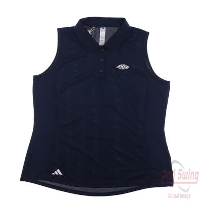 New W/ Logo Womens Adidas Sleeveless Polo X-Large XL Blue MSRP $70