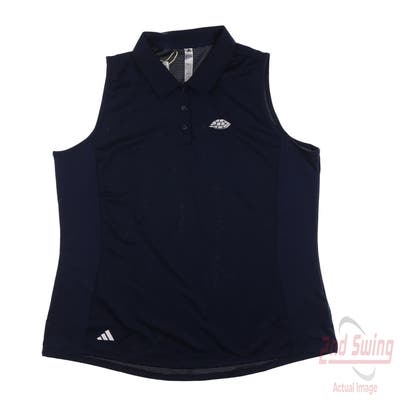 New W/ Logo Womens Adidas Sleeveless Polo Large L Blue MSRP $70