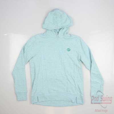 New W/ Logo Womens Peter Millar Long Sleeve Hoodie Small S Aqua Blue MSRP $120