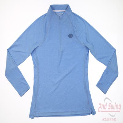 New W/ Logo Womens Peter Millar 1/4 Zip Pullover Large L Blue MSRP $100