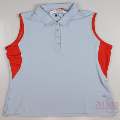 New W/ Logo Womens Adidas Golf Polo Large L Blue MSRP $55