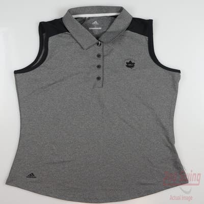 New W/ Logo Womens Adidas Golf Sleeveless Polo Small S Gray MSRP $55