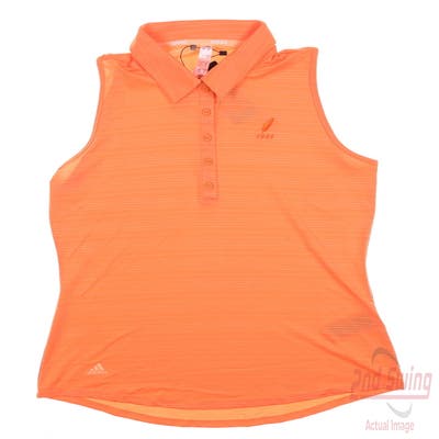 New W/ Logo Womens Adidas Golf Sleeveless Polo Medium M Orange MSRP $55