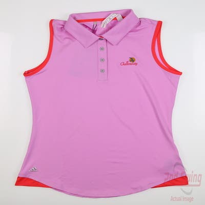 New W/ Logo Womens Adidas Golf Sleeveless Polo Small S Pink MSRP $60
