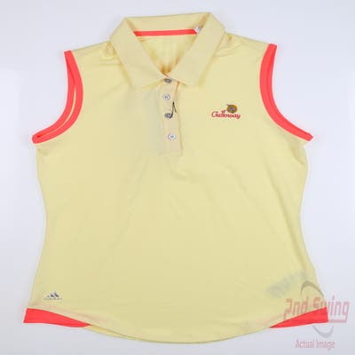 New W/ Logo Womens Adidas Golf Sleeveless Polo X-Small XS Yellow MSRP $60