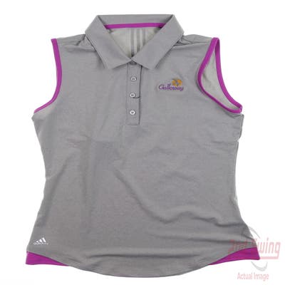 New W/ Logo Womens Adidas Golf Sleeveless Polo X-Small XS Gray MSRP $55